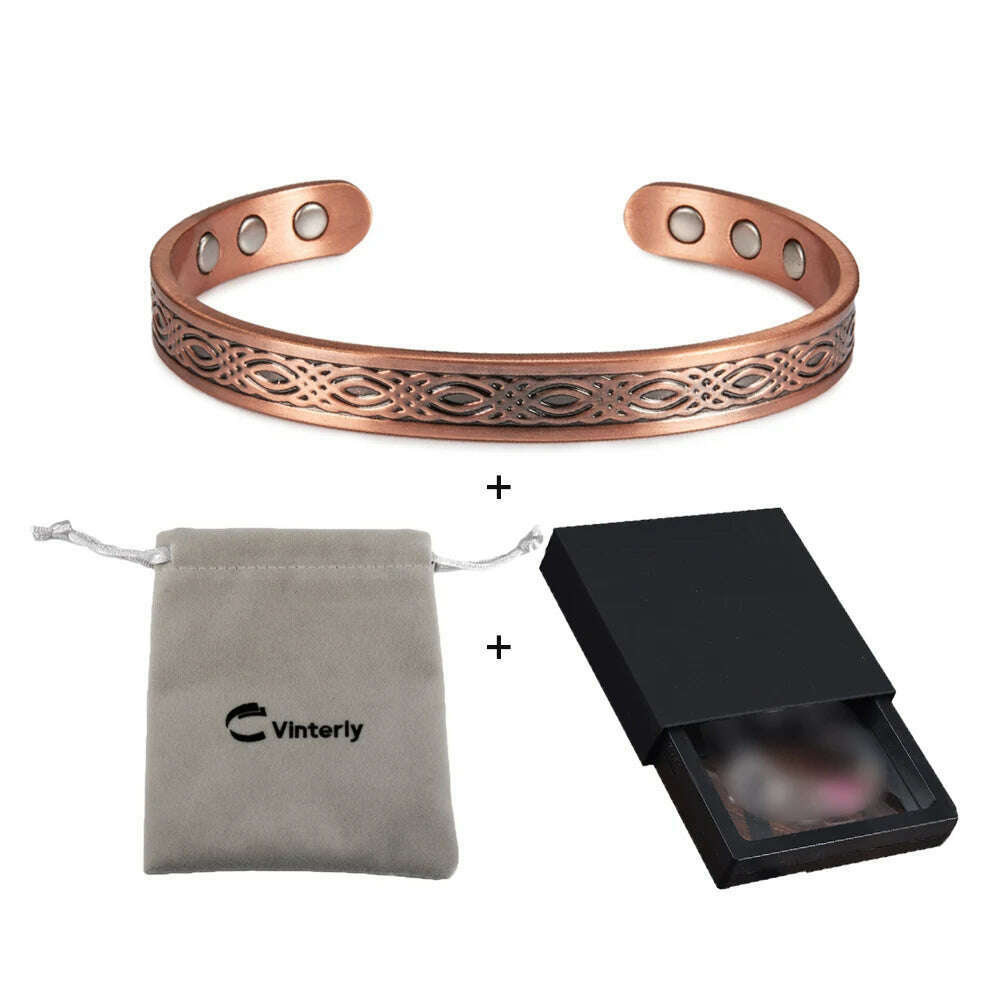 Real Copper Magnetic Bracelet for Women Adjustable Vintage Viking Pure Copper Bracelet & Bangles Cuff Copper Magnetic Bracelet