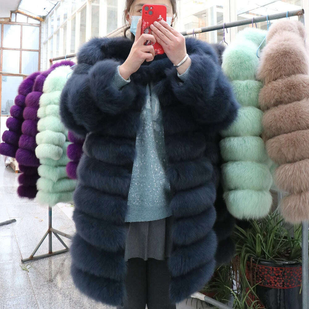 Real Fox Fur Coat Winter Women's Long Sleeves Clothing Wholesale Fashion Female Natural Fur Jacket On Offer Free Shipping 2023