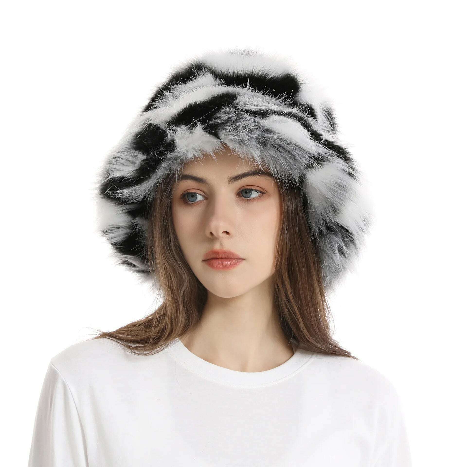 Red plush Bucket hat women's elegant autumn and winter fur bamboo hat Korean version advanced thermal cap cap 2023 large size