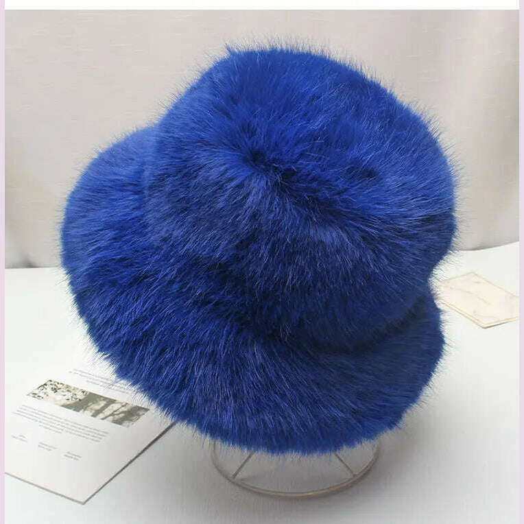 Red plush Bucket hat women's elegant autumn and winter fur bamboo hat Korean version advanced thermal cap cap 2023 large size
