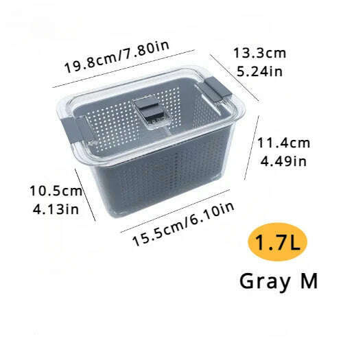 Refrigerator Preservation Storage Box Drain Basket Storage Containers Sealed Box Vegetable and Fruit Food Grade Drain Box