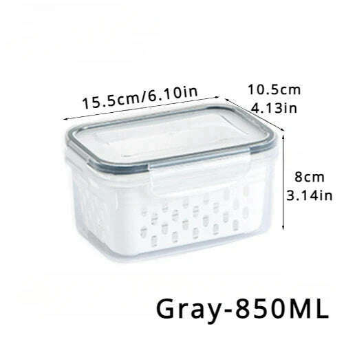 Refrigerator Preservation Storage Box Drain Basket Storage Containers Sealed Box Vegetable and Fruit Food Grade Drain Box