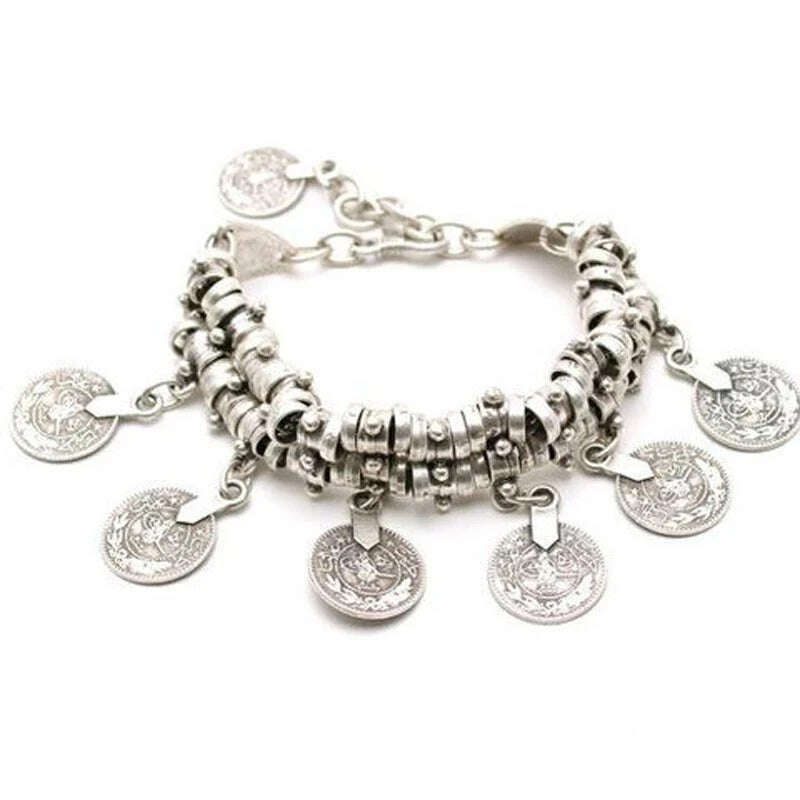 Retro Ethnic Coins Bracelet for Women Boho Beach Party Festival Bracelets Gypsy Afghan Turkish India Antalya Jewelry Accessories