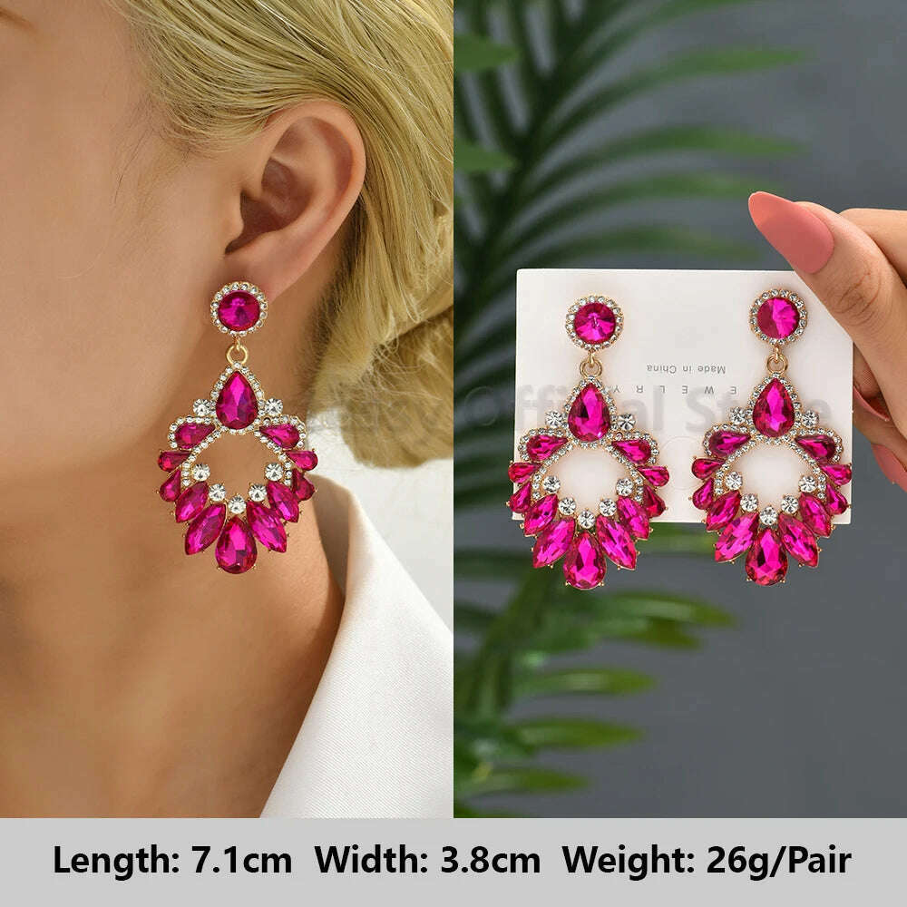 Romantic Valentines Crystal Dangle Earrings For Women Luxury Party Maple Leaf Round High Quality Unusual Jewelry Large Pendants