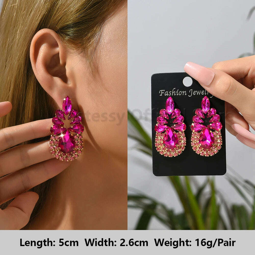 Romantic Valentines Crystal Dangle Earrings For Women Luxury Party Maple Leaf Round High Quality Unusual Jewelry Large Pendants