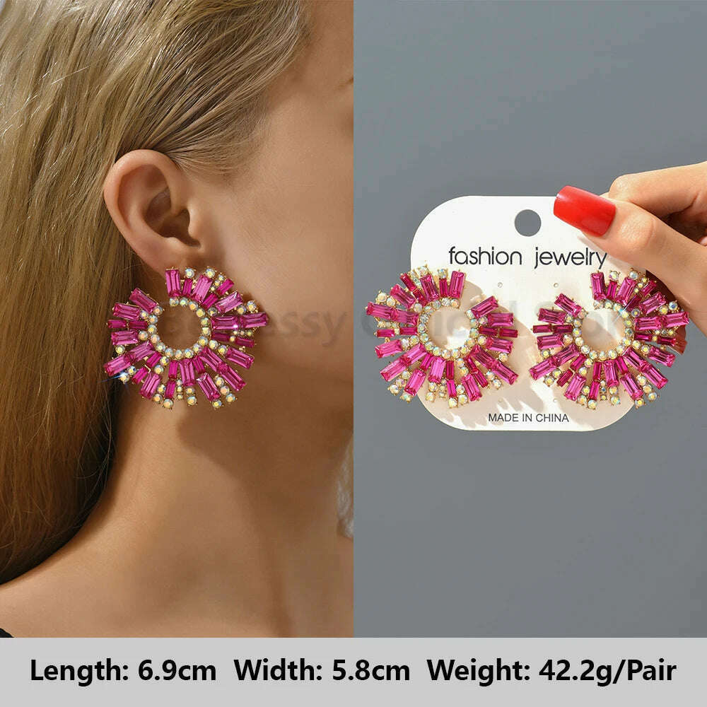 Romantic Valentines Crystal Dangle Earrings For Women Luxury Party Maple Leaf Round High Quality Unusual Jewelry Large Pendants