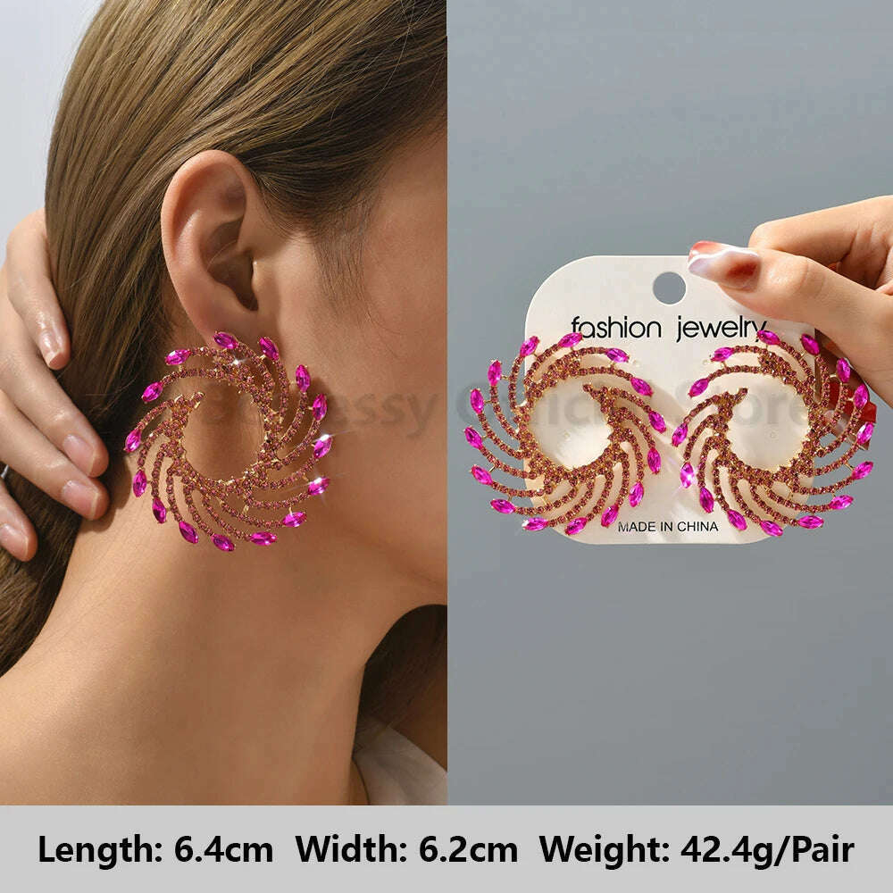Romantic Valentines Crystal Dangle Earrings For Women Luxury Party Maple Leaf Round High Quality Unusual Jewelry Large Pendants