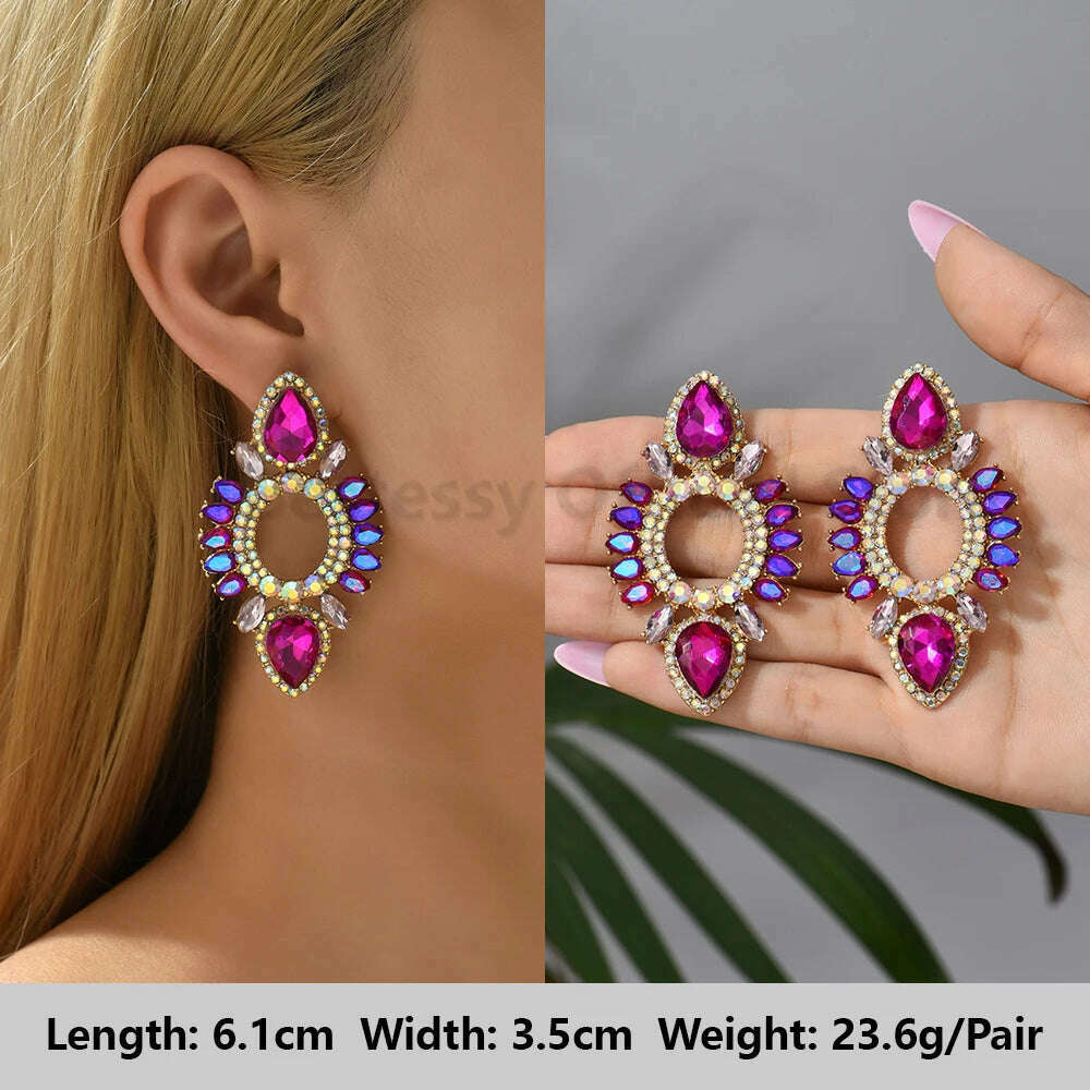 Romantic Valentines Crystal Dangle Earrings For Women Luxury Party Maple Leaf Round High Quality Unusual Jewelry Large Pendants