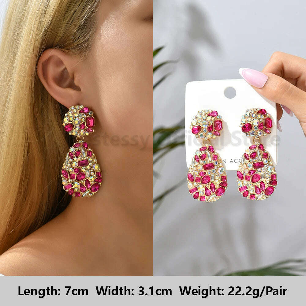 Romantic Valentines Crystal Dangle Earrings For Women Luxury Party Maple Leaf Round High Quality Unusual Jewelry Large Pendants
