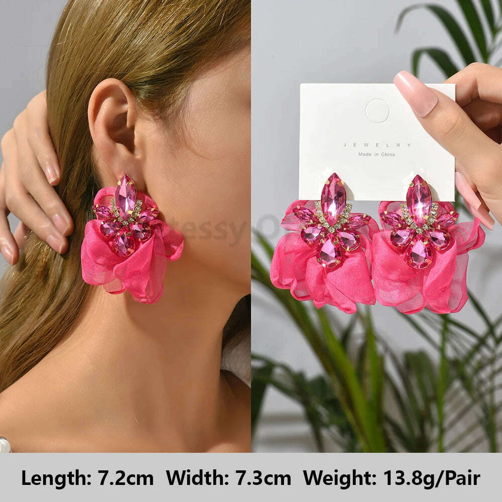 Romantic Valentines Crystal Dangle Earrings For Women Luxury Party Maple Leaf Round High Quality Unusual Jewelry Large Pendants