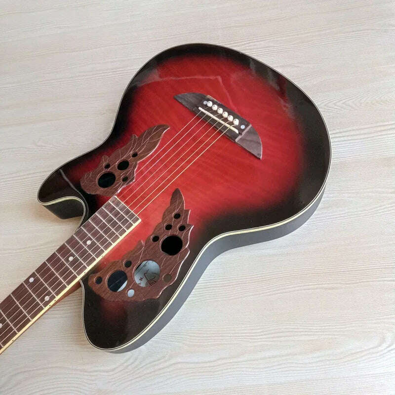 Round Back Acoustic Guitar with Small Flaws Flame Top High Gloss 6 Strings 38"