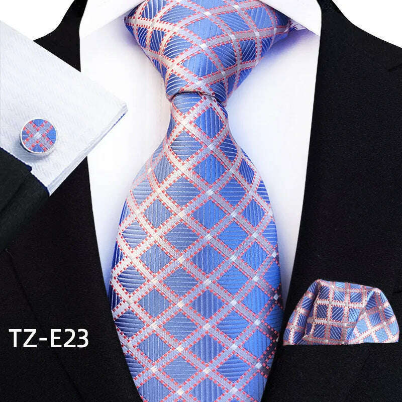 Royal Striped Paisley Ties For Men Luxury 8cm Necktie Pocket Square Cufflinks Gift Set Jacquard Weave Tie Suit Accessories