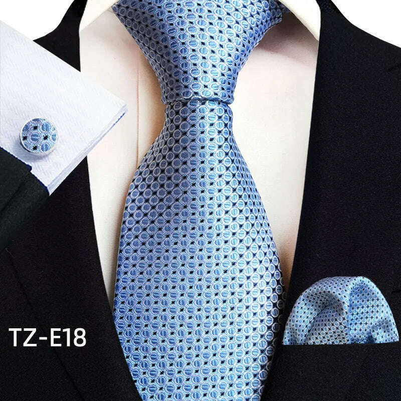 Royal Striped Paisley Ties For Men Luxury 8cm Necktie Pocket Square Cufflinks Gift Set Jacquard Weave Tie Suit Accessories