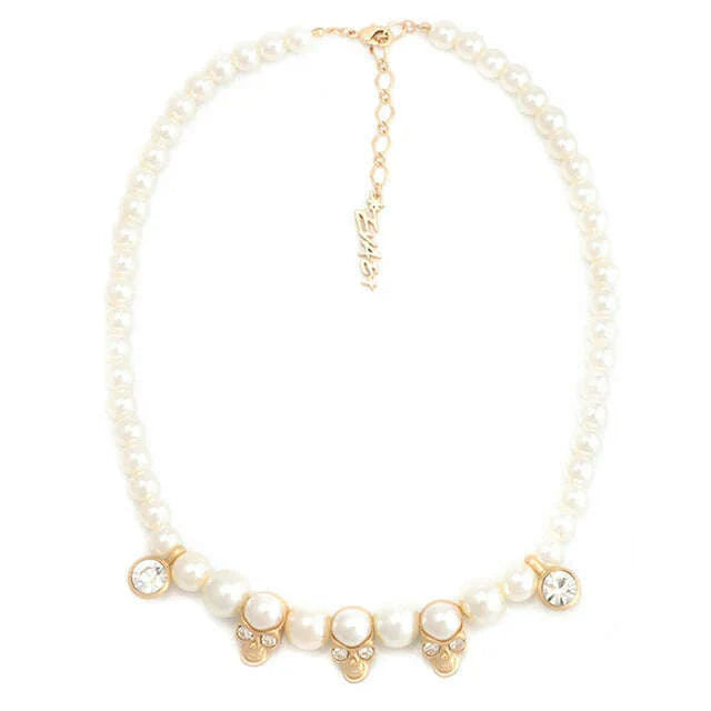 SALUTE ACADEMY EVA Hip Hop Punk Diamond Pearl Skull Personality Cool Necklace Set For Men Women Girls Party Rapper Jewelry Gift