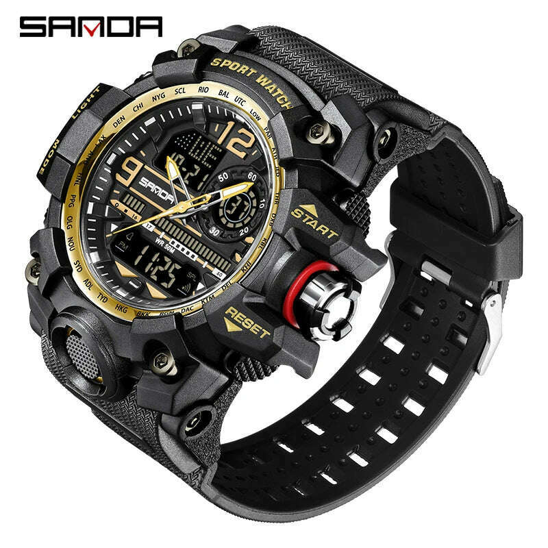 SANDA G Style New Men's Watches 50M Waterproof Sports Military Quartz Watch For Male Digital Wristwatch Clock Reloj Hombre