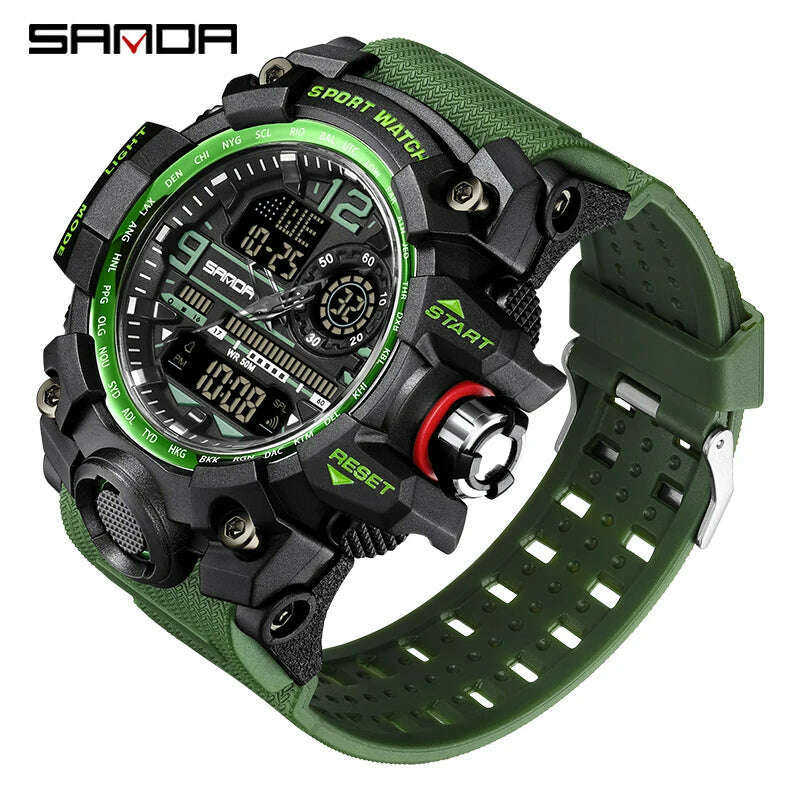 SANDA G Style New Men's Watches 50M Waterproof Sports Military Quartz Watch For Male Digital Wristwatch Clock Reloj Hombre
