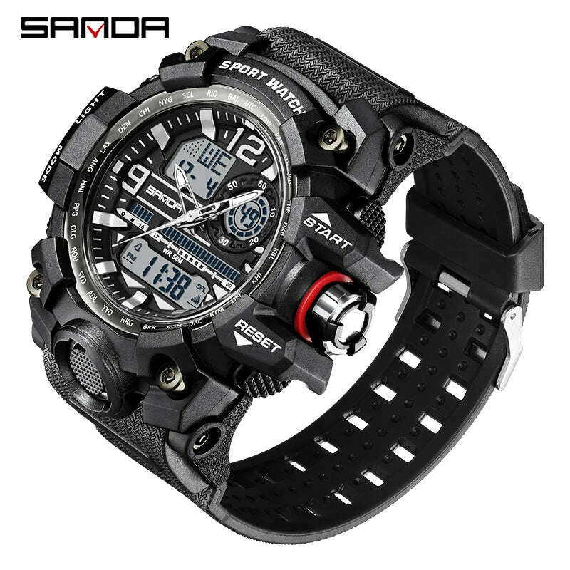 SANDA G Style New Men's Watches 50M Waterproof Sports Military Quartz Watch For Male Digital Wristwatch Clock Reloj Hombre