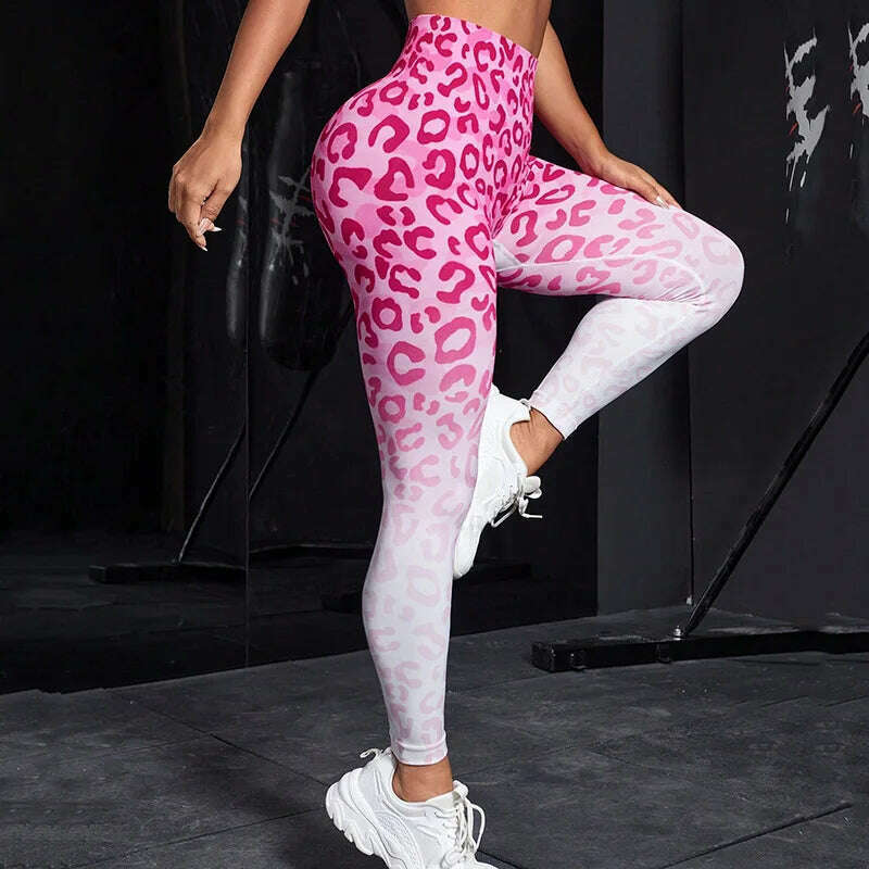 sexy leopard leggings women seamless slim leggings sports fitness running pants high waist hip liftting fashion elastic tights