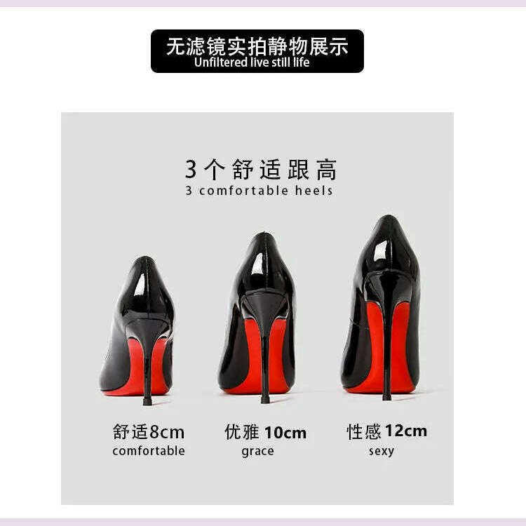 Shoes Woman 2024 Trend Luxury Shoes For Women Brand Pumps Red Shiny Bottom Pointed Toe High Heels Party Elegant Ladies Shoe 2025