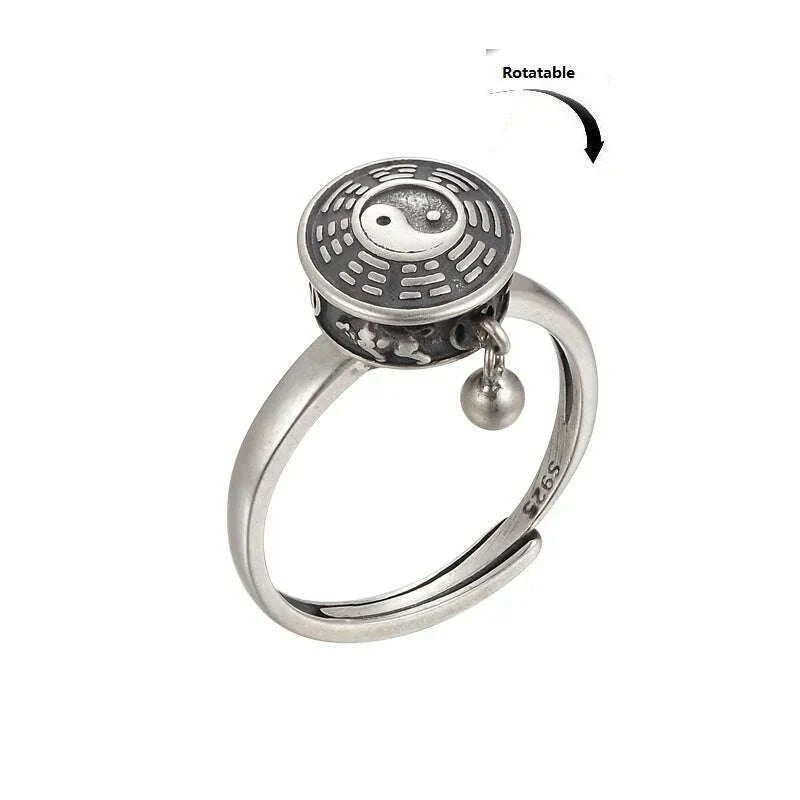 Shuangshuo Anti Stress Anxiety Ring Mandala Flower Finger Rings for Woman Open Adjustable Spinner Rings Fidget Ring Boho Jewelry