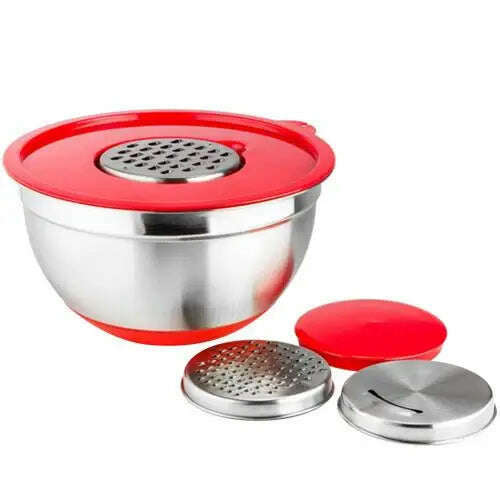 Silicone Bottom Tableware Mixing Bowl Non-Slip Food Container Thickened Kitchen Utensil Stainless Steel With Lid