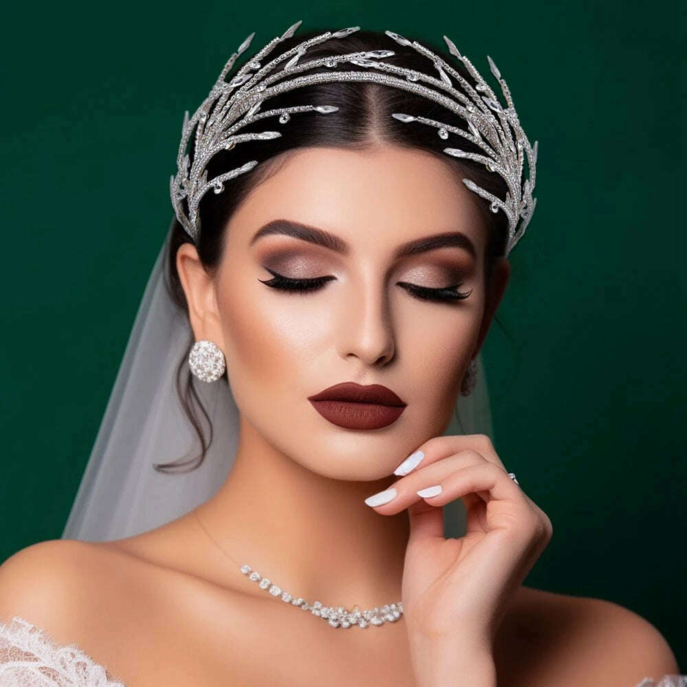 Silver Color Gold Fashion Hair Accessories Crystal Rhinestone Hairbands For Women Bride Tiaras And Crown Headpiece Jewelry