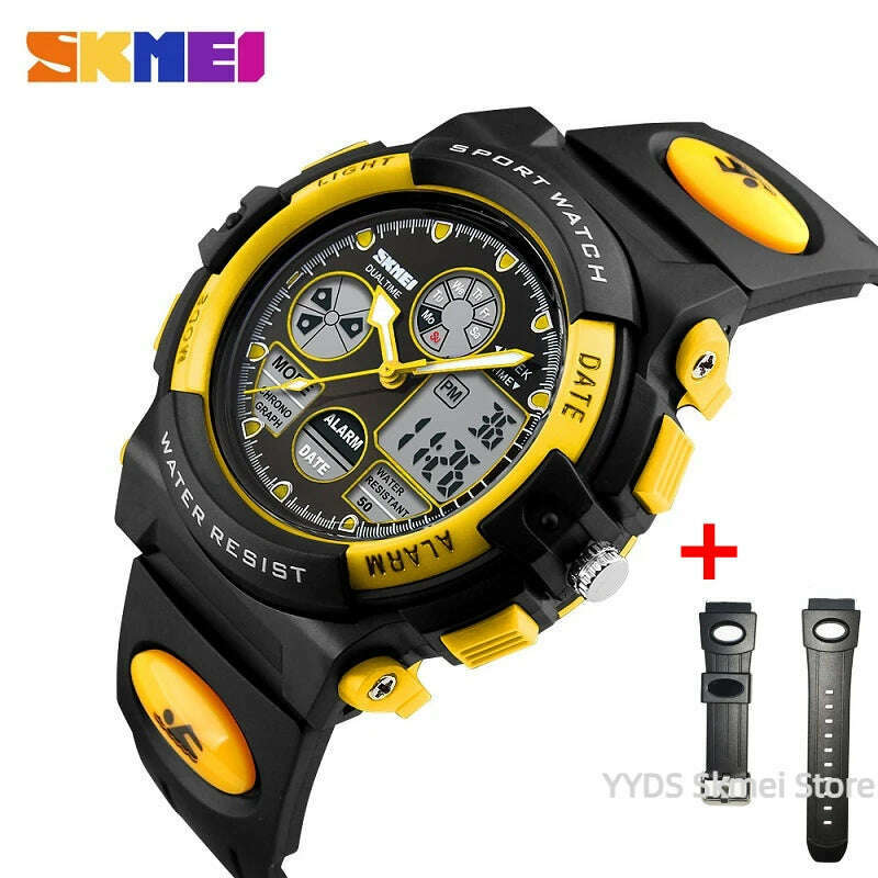 SKMEI 1163 Sport Electronic Watches Girl Boy Military Digital Quartz Children Watch Dual Display Waterproof Kids Wristwatch 1451