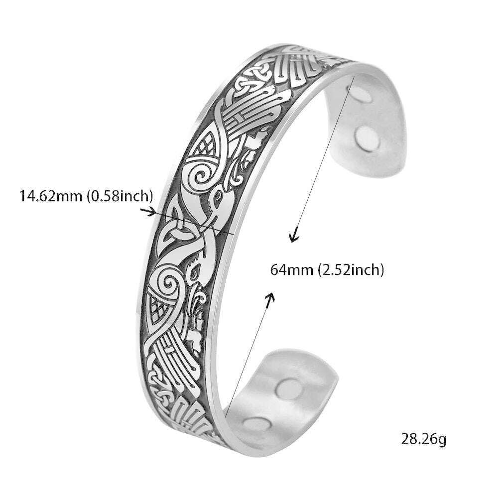 Skyrim Health Magnetic Therapy 316L Stainless Steel Bracelets Phoenix Totem Viking Cuff Bangle Wiccan Amulet Bracelet Women Men