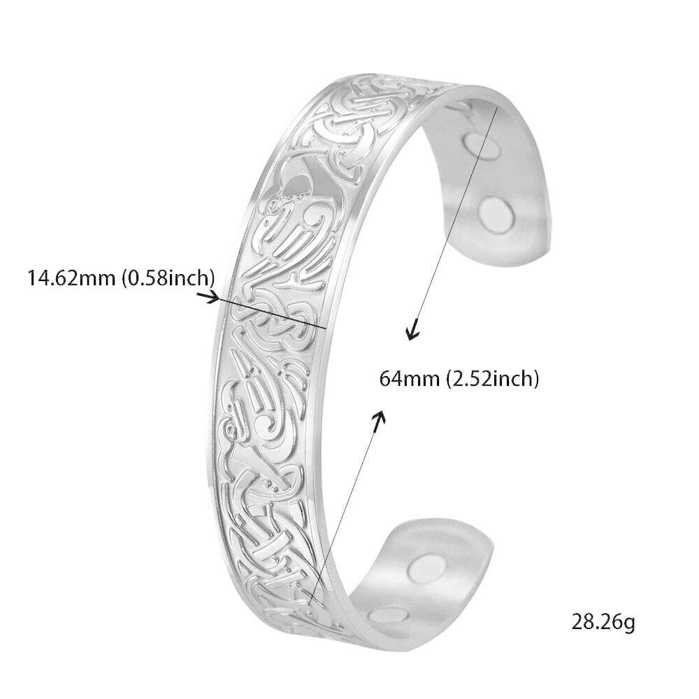 Skyrim Health Magnetic Therapy 316L Stainless Steel Bracelets Phoenix Totem Viking Cuff Bangle Wiccan Amulet Bracelet Women Men