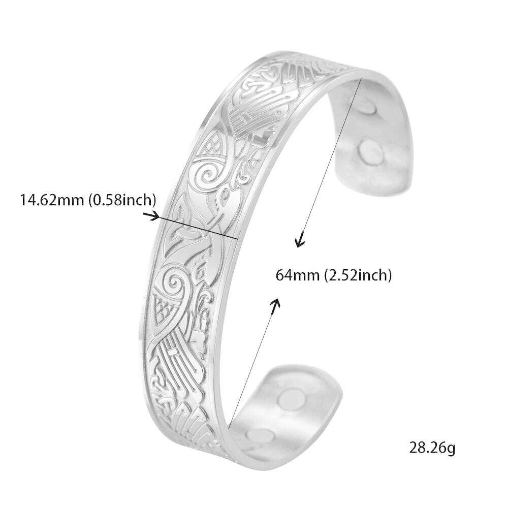 Skyrim Health Magnetic Therapy 316L Stainless Steel Bracelets Phoenix Totem Viking Cuff Bangle Wiccan Amulet Bracelet Women Men