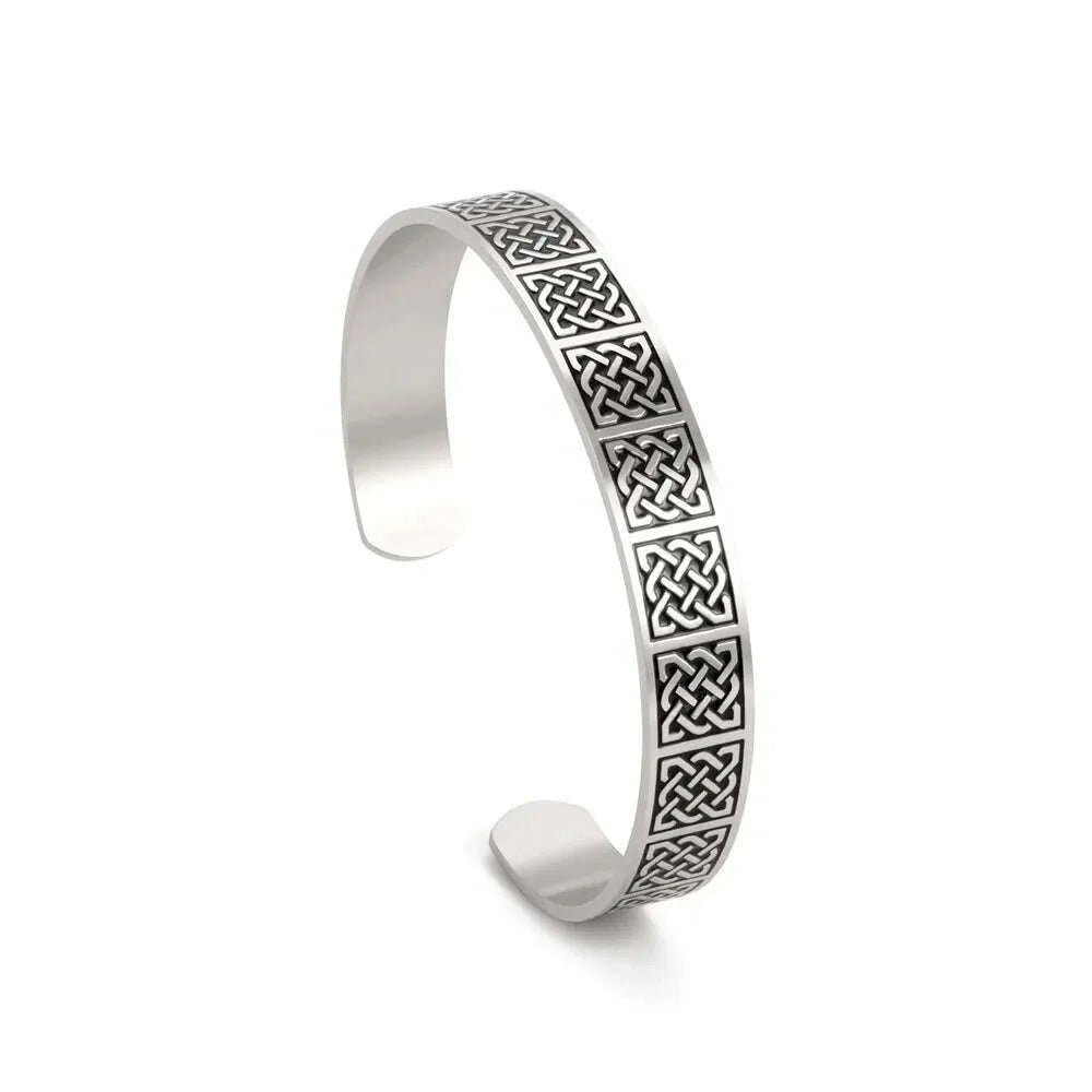 Skyrim Viking Triquetra Cuff Bangle for Women Men Stainless Steel Good Luck Amulet Vintage Celtics Irish Knots Bracelet Jewelry