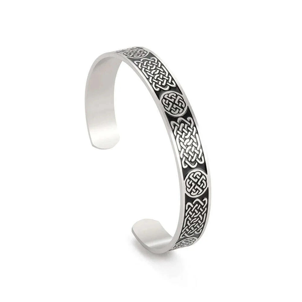 Skyrim Viking Triquetra Cuff Bangle for Women Men Stainless Steel Good Luck Amulet Vintage Celtics Irish Knots Bracelet Jewelry