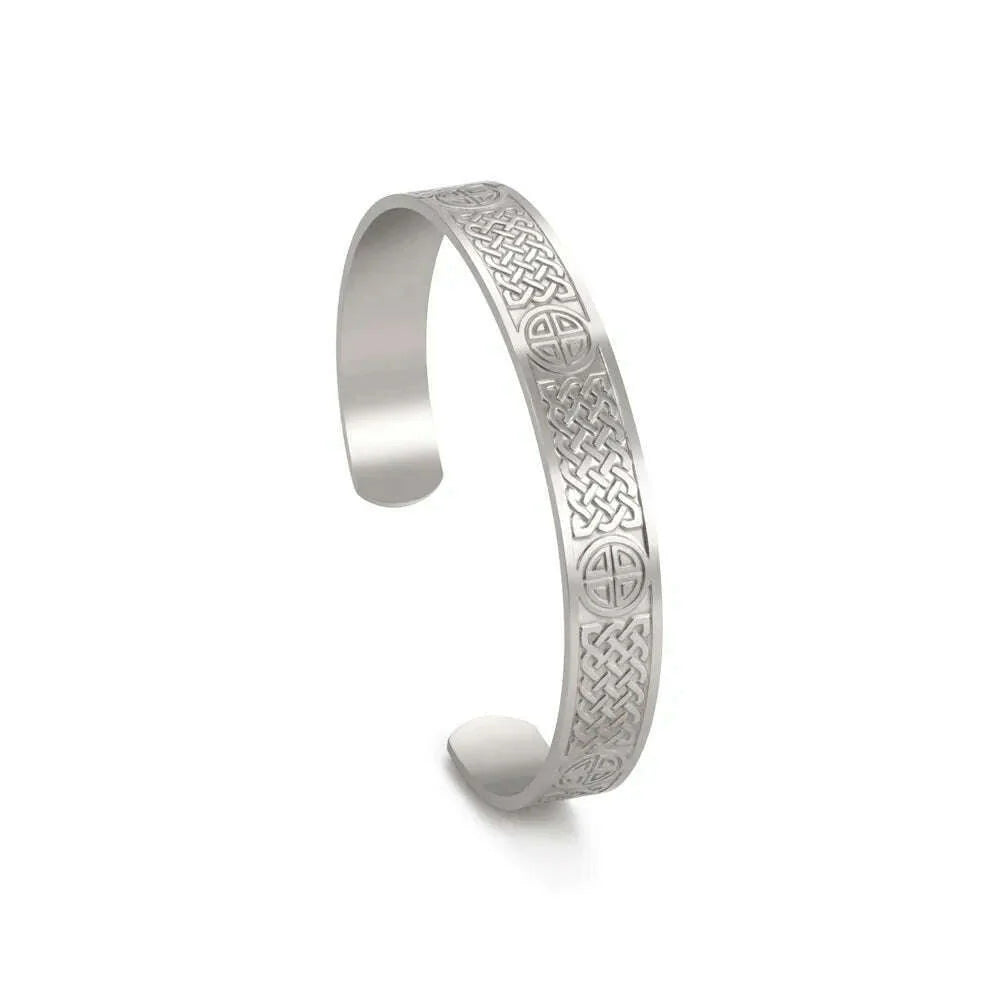 Skyrim Viking Triquetra Cuff Bangle for Women Men Stainless Steel Good Luck Amulet Vintage Celtics Irish Knots Bracelet Jewelry