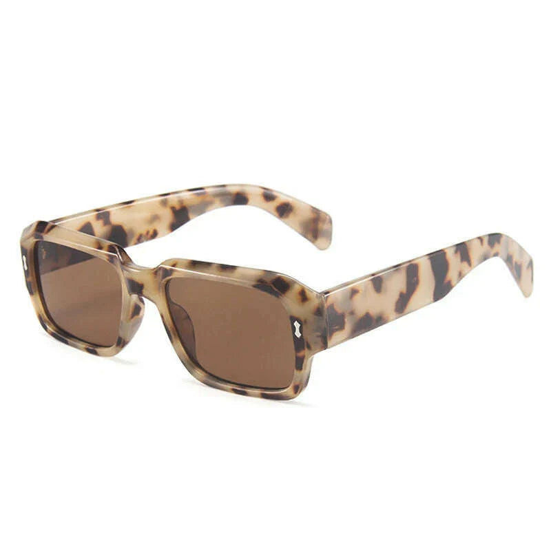 SO&EI Fashion Polygon Square Sunglasses Women Retro Rivets Decoration Jelly Color Shades UV400 Men Trending Gradient Sun Glasses
