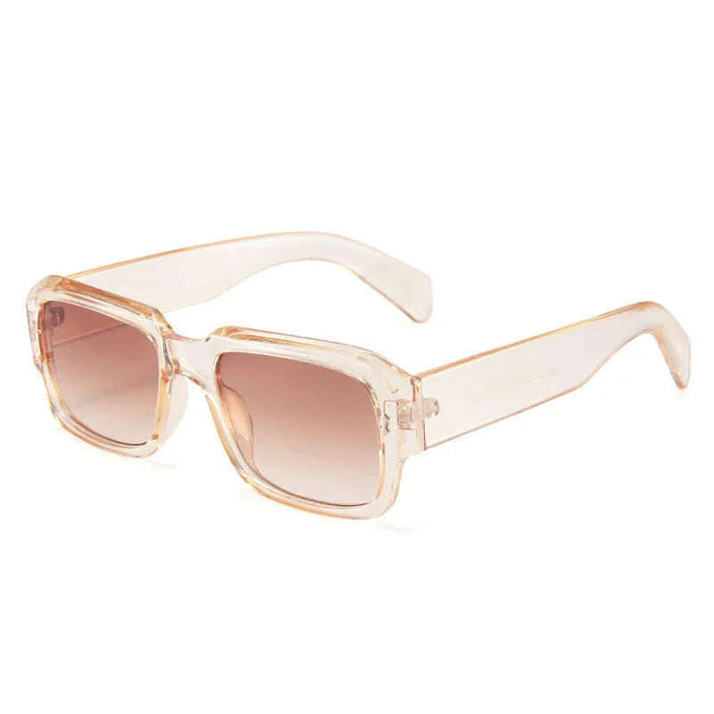 SO&EI Fashion Polygon Square Sunglasses Women Retro Rivets Decoration Jelly Color Shades UV400 Men Trending Gradient Sun Glasses