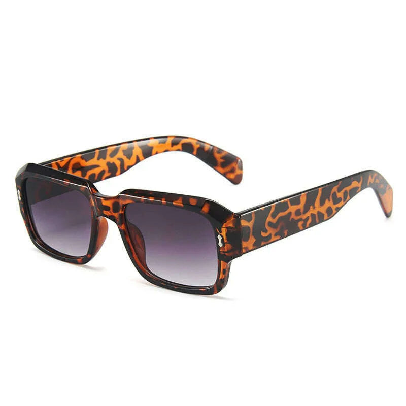 SO&EI Fashion Polygon Square Sunglasses Women Retro Rivets Decoration Jelly Color Shades UV400 Men Trending Gradient Sun Glasses