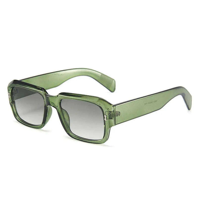 SO&EI Fashion Polygon Square Sunglasses Women Retro Rivets Decoration Jelly Color Shades UV400 Men Trending Gradient Sun Glasses