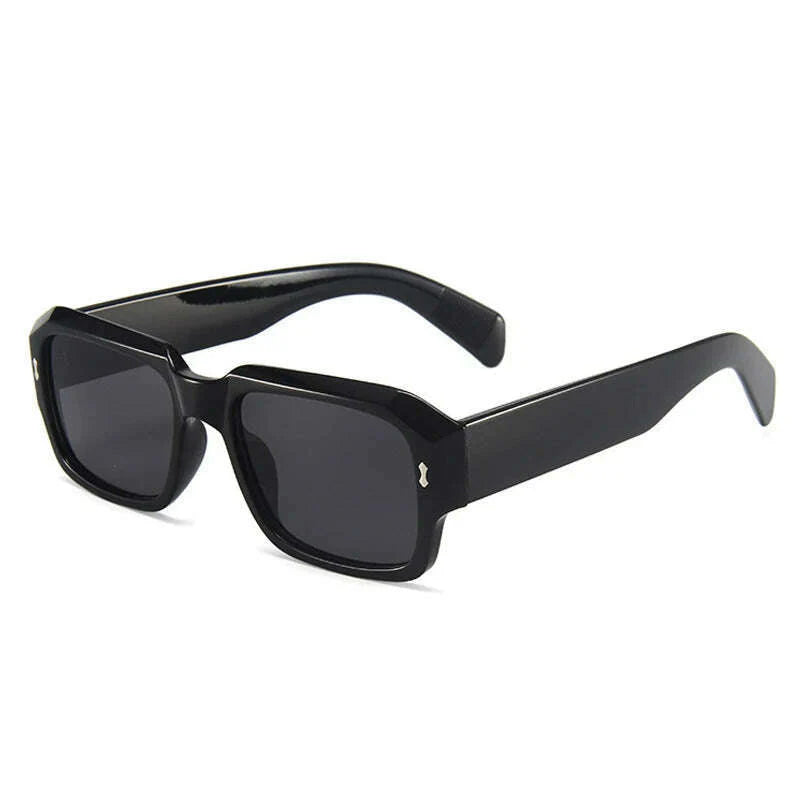 SO&EI Fashion Polygon Square Sunglasses Women Retro Rivets Decoration Jelly Color Shades UV400 Men Trending Gradient Sun Glasses