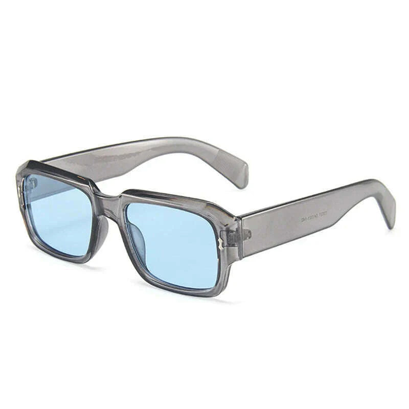 SO&EI Fashion Polygon Square Sunglasses Women Retro Rivets Decoration Jelly Color Shades UV400 Men Trending Gradient Sun Glasses