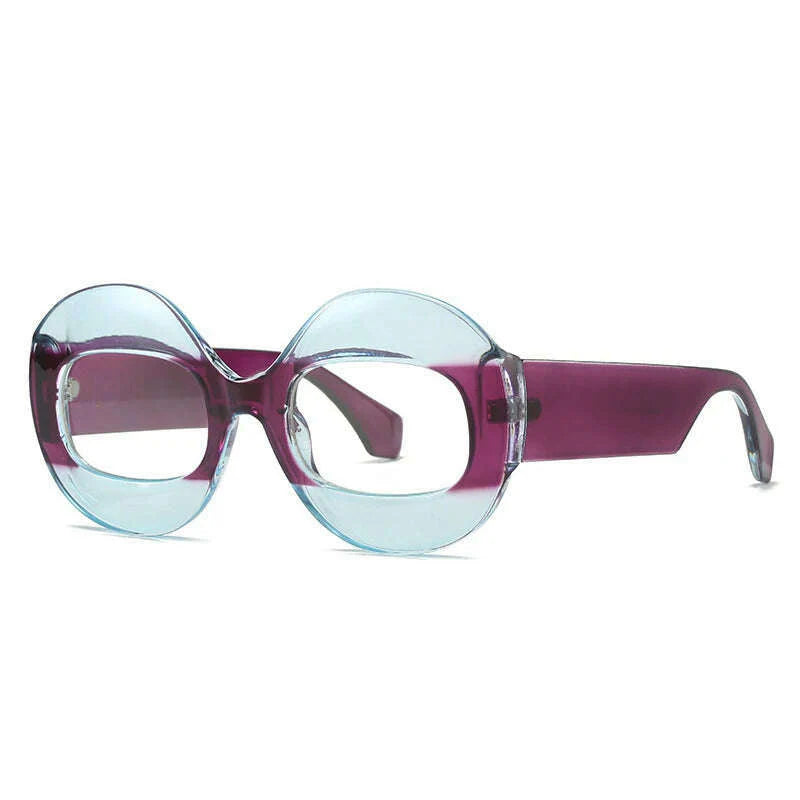 SO&EI Fashion Round Contrast Color Women Sunglasses Retro Oval Clear Gradient Lens Shades UV400 Men Trending Punk Sun Glasses