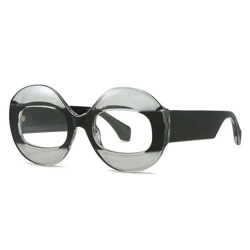 SO&EI Fashion Round Contrast Color Women Sunglasses Retro Oval Clear Gradient Lens Shades UV400 Men Trending Punk Sun Glasses