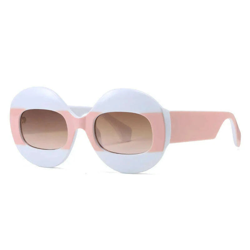 SO&EI Fashion Round Contrast Color Women Sunglasses Retro Oval Clear Gradient Lens Shades UV400 Men Trending Punk Sun Glasses