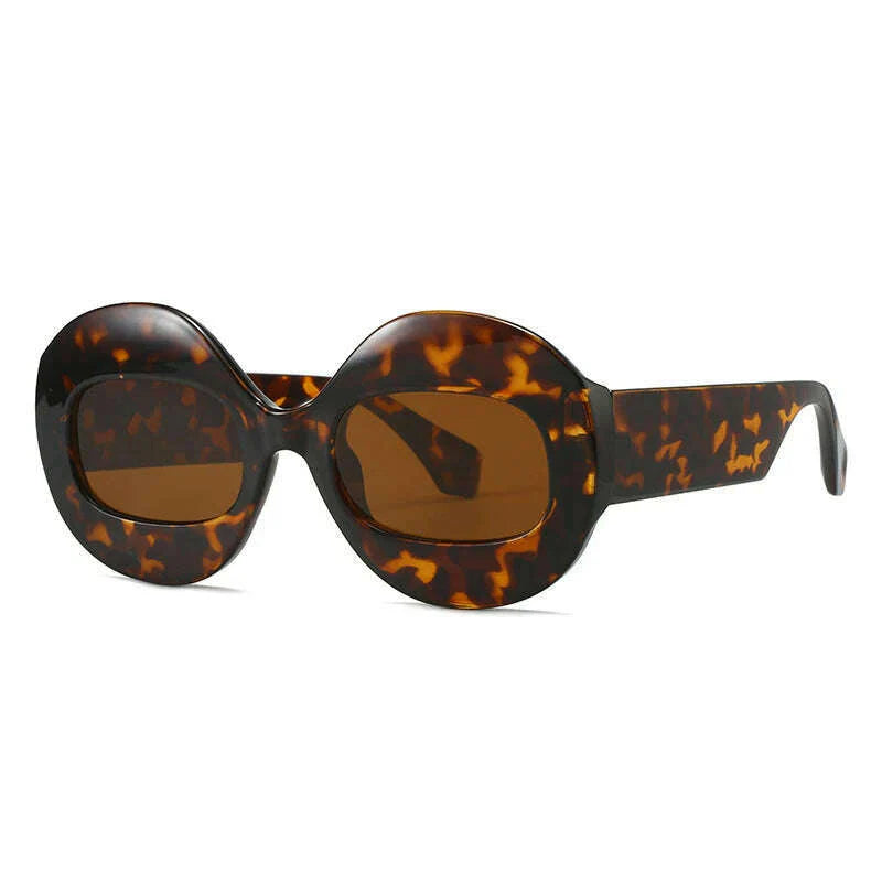 SO&EI Fashion Round Contrast Color Women Sunglasses Retro Oval Clear Gradient Lens Shades UV400 Men Trending Punk Sun Glasses