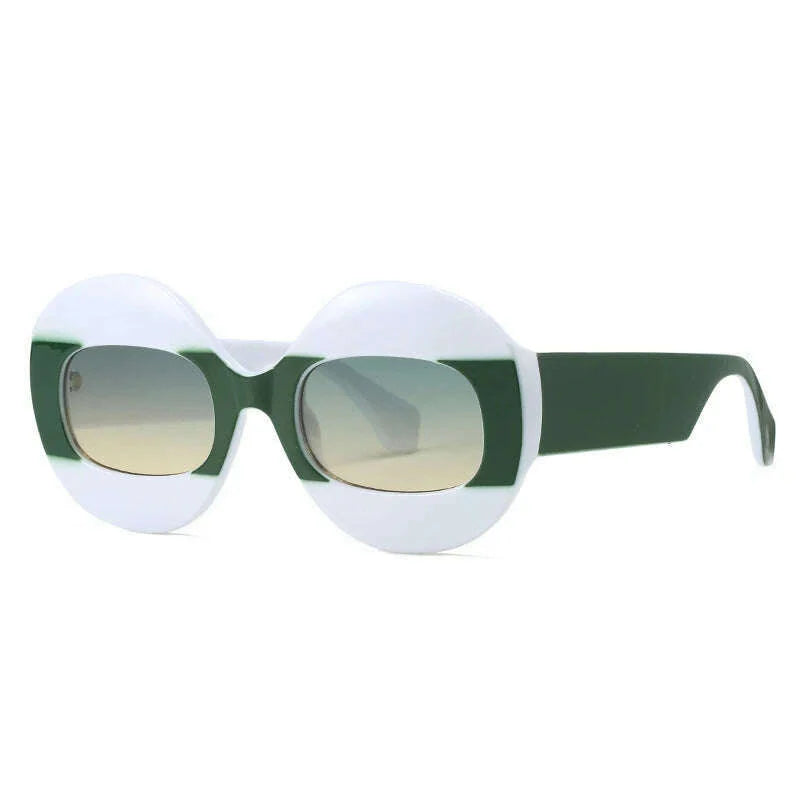 SO&EI Fashion Round Contrast Color Women Sunglasses Retro Oval Clear Gradient Lens Shades UV400 Men Trending Punk Sun Glasses