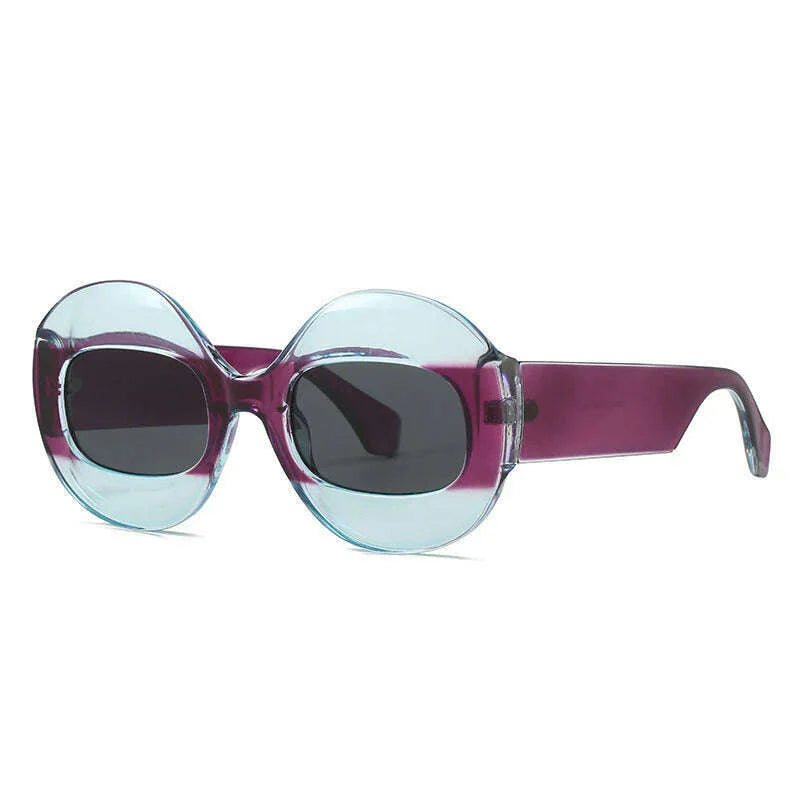 SO&EI Fashion Round Contrast Color Women Sunglasses Retro Oval Clear Gradient Lens Shades UV400 Men Trending Punk Sun Glasses