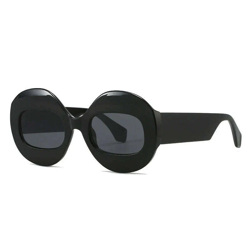 SO&EI Fashion Round Contrast Color Women Sunglasses Retro Oval Clear Gradient Lens Shades UV400 Men Trending Punk Sun Glasses