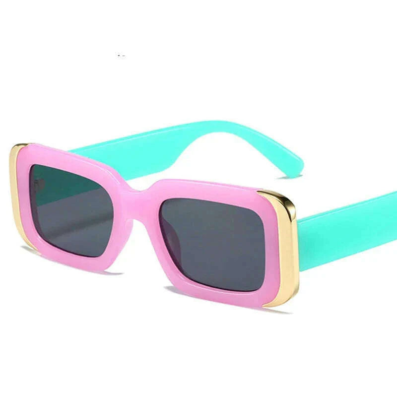 SO&EI Ins Popular Fashion Square Sunglasses Women Retro Brand Designer Jelly Color Shades UV400 Men Gradient Sun Glasses