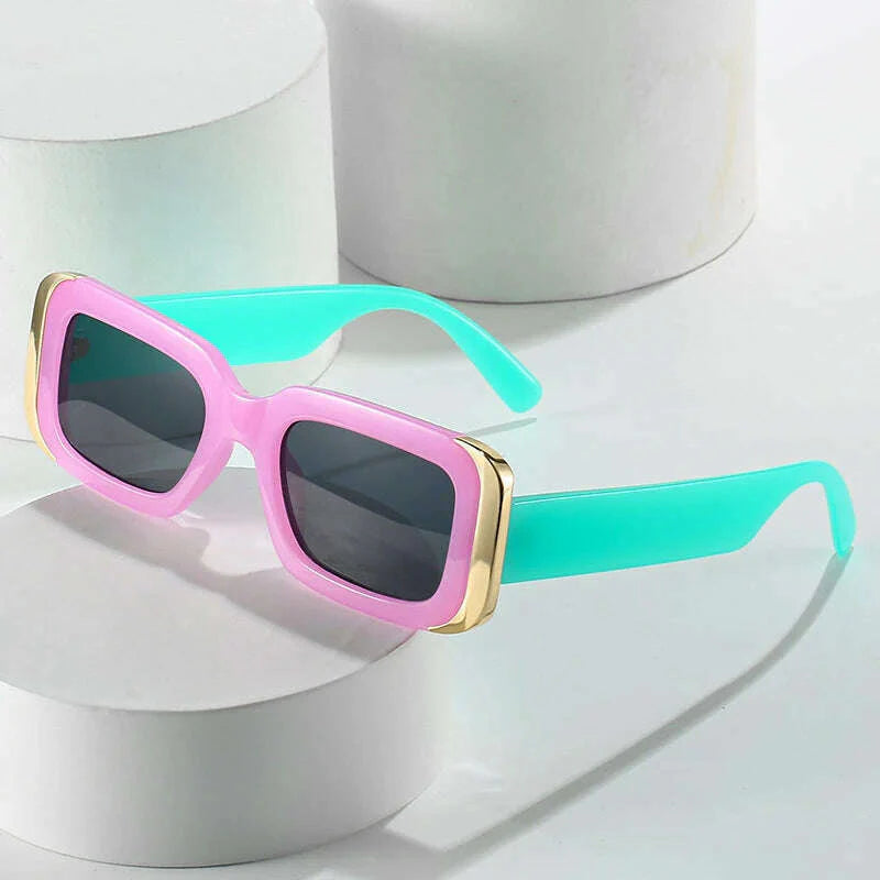 SO&EI Ins Popular Fashion Square Sunglasses Women Retro Brand Designer Jelly Color Shades UV400 Men Gradient Sun Glasses