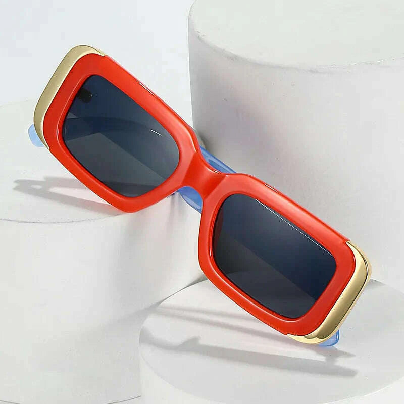 SO&EI Ins Popular Fashion Square Sunglasses Women Retro Brand Designer Jelly Color Shades UV400 Men Gradient Sun Glasses