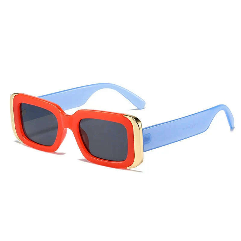 SO&EI Ins Popular Fashion Square Sunglasses Women Retro Brand Designer Jelly Color Shades UV400 Men Gradient Sun Glasses